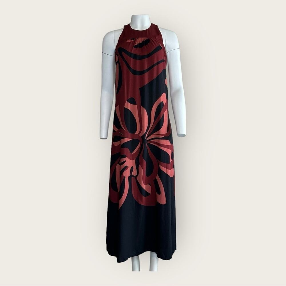 NWT | Farm Rio x Anthropologie | Floral-Print Maxi Dress | Orange D/F | Small - Picture 2 of 16